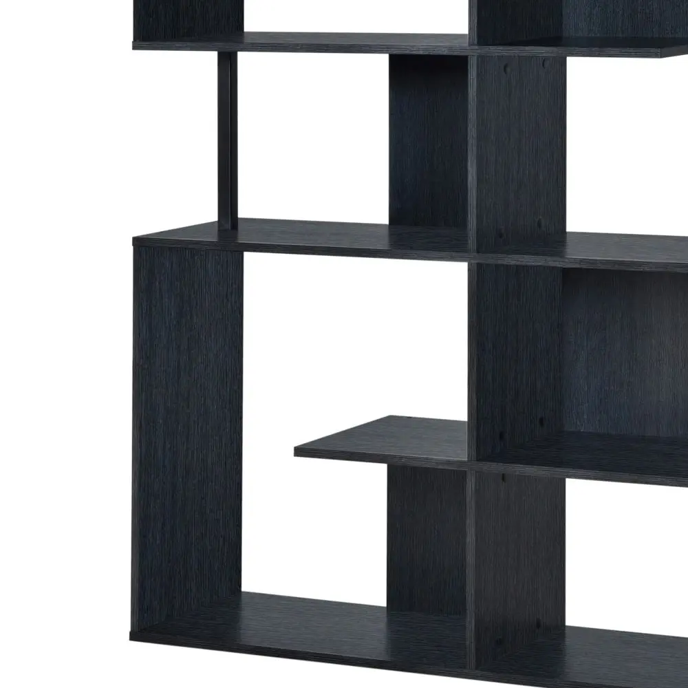 Amber Wooden 5-Tier Display Shelf Bookcase Storage Cabinet - Black