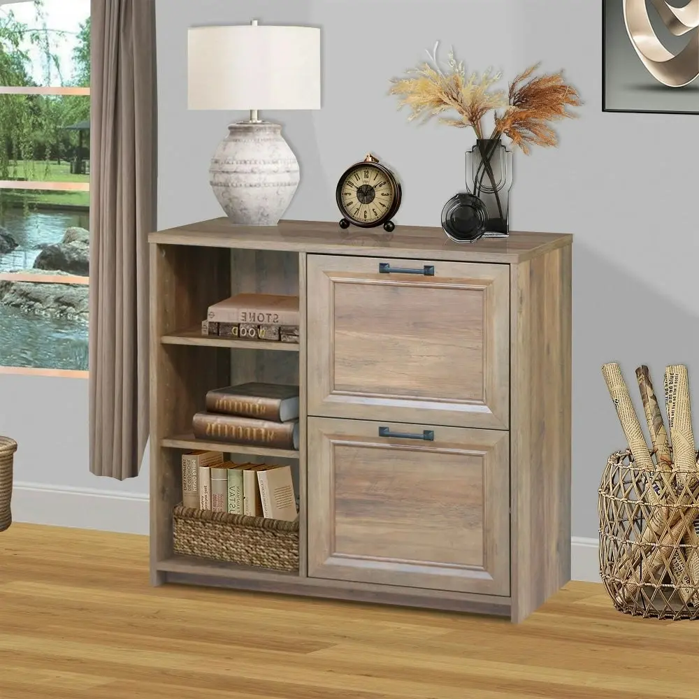 Maestro Furniture Andy Modern 2-Drawer Office Storage Filling Cabinet - Rustic Oak