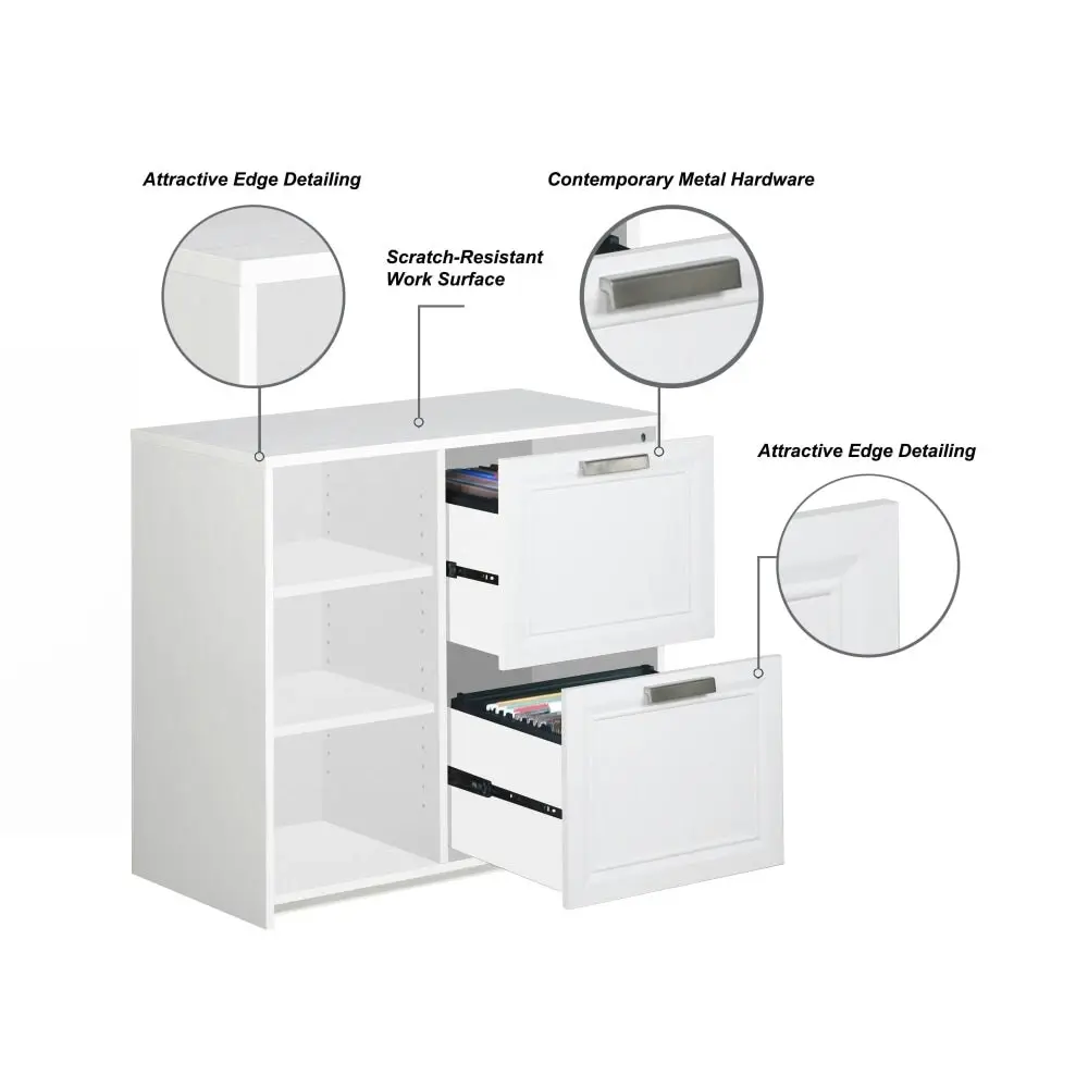 Maestro Furniture Andy Modern 2-Drawer Office Storage Filling Cabinet - Distressed White