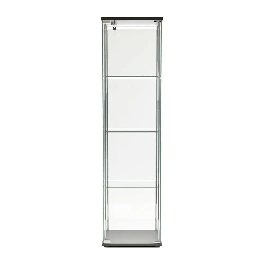 Design Square Jude 4-Tier Glass Display Shelf Storage Cabinet W/ LED Light - Black