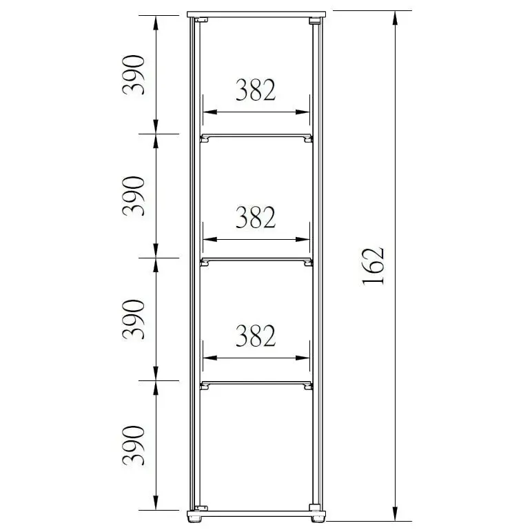 Design Square Jude 4-Tier Glass Display Shelf Storage Cabinet W/ LED Light - Black