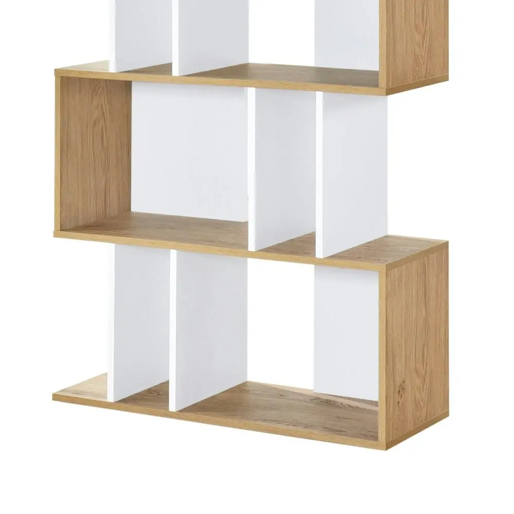 Amber Wooden 5-Tier Display Shelf Bookcase Storage Cabinet - Oak & White