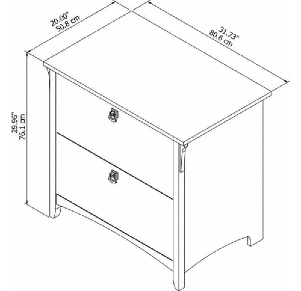 Maestro Furniture Salinas Wooden Classic 2-Drawer File Cabinet Office Storage - Antique White