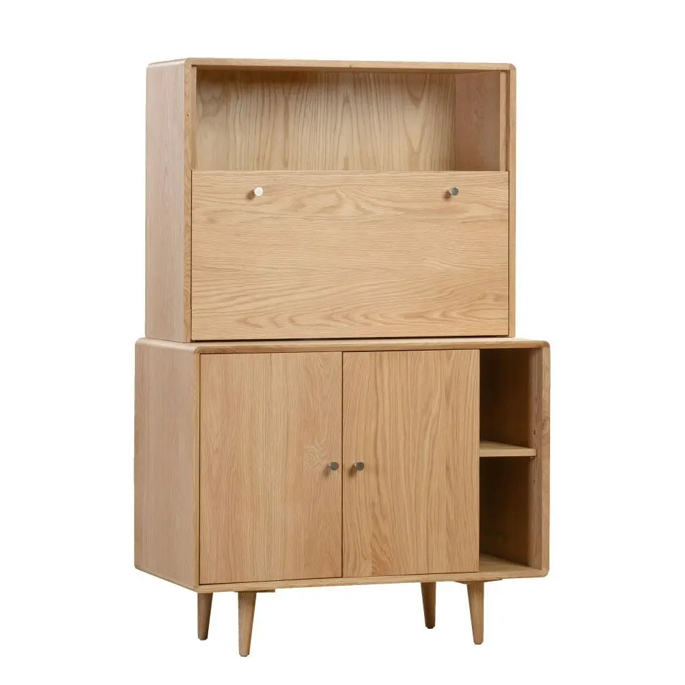 6IXTY Niche Fall-Front Desk Storage Display Cabinet - Natural