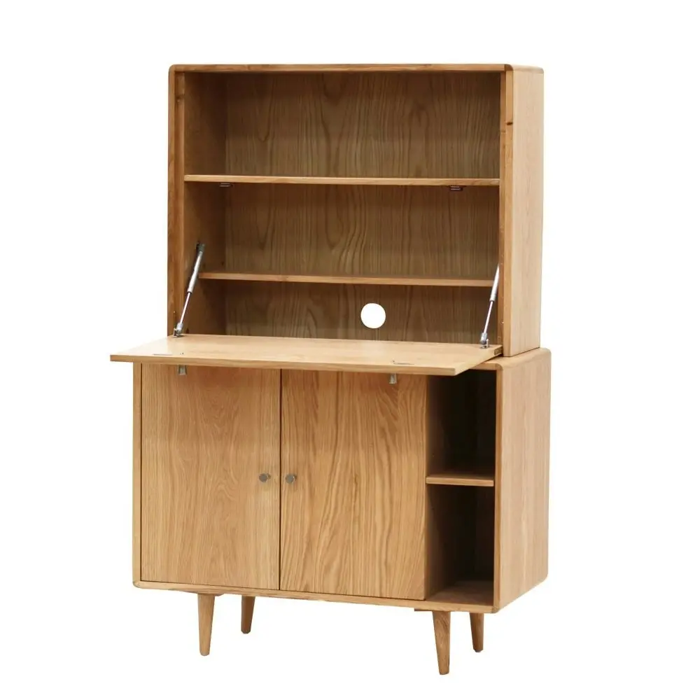 6IXTY Niche Fall-Front Desk Storage Display Cabinet - Natural