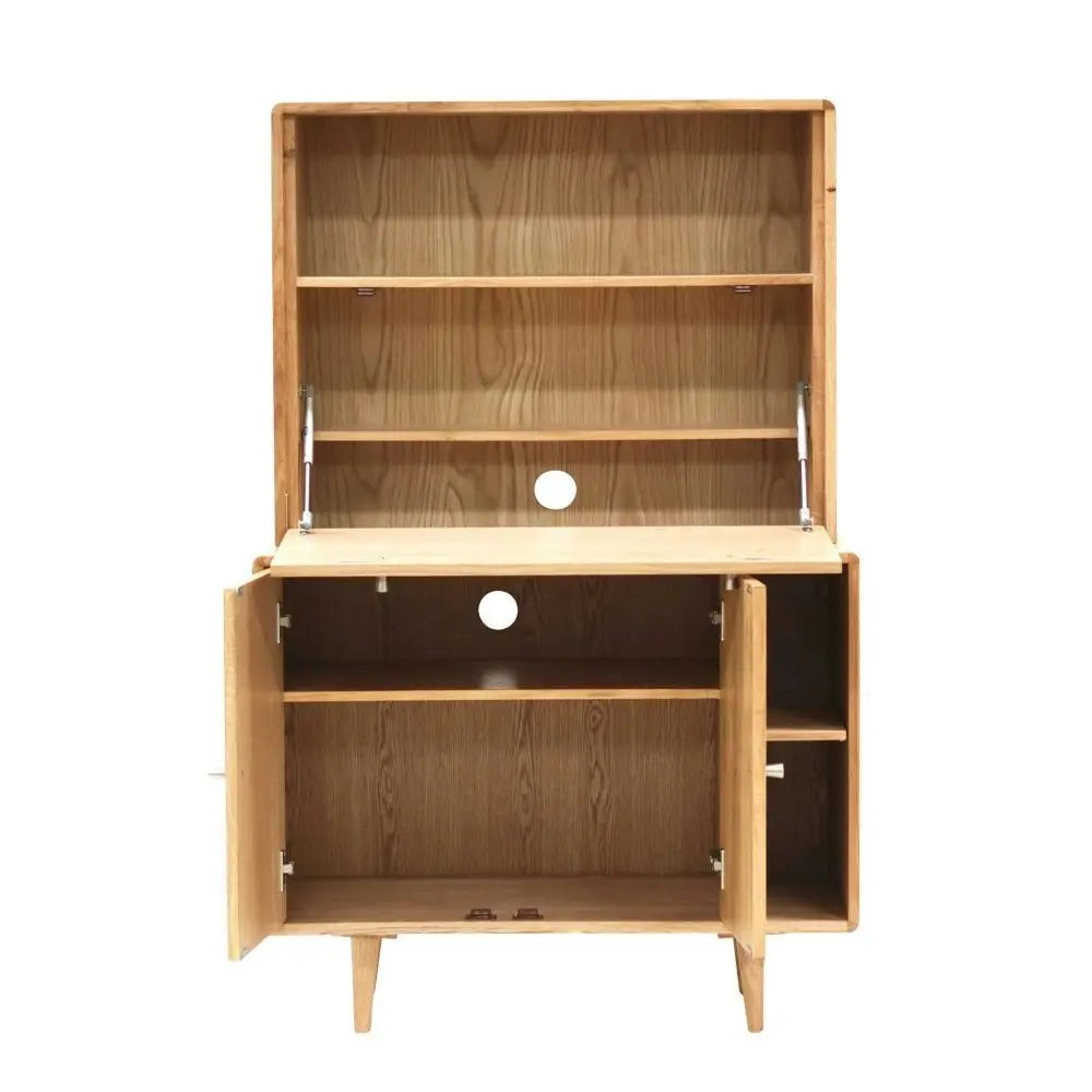 6IXTY Niche Fall-Front Desk Storage Display Cabinet - Natural