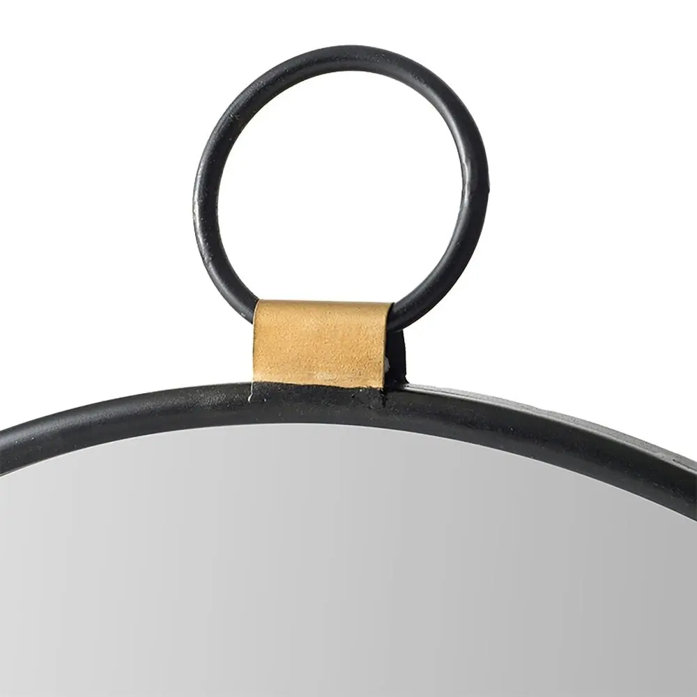 Round Pendant Sleek Ready Hang Wall Mirror 50CM Black Frame