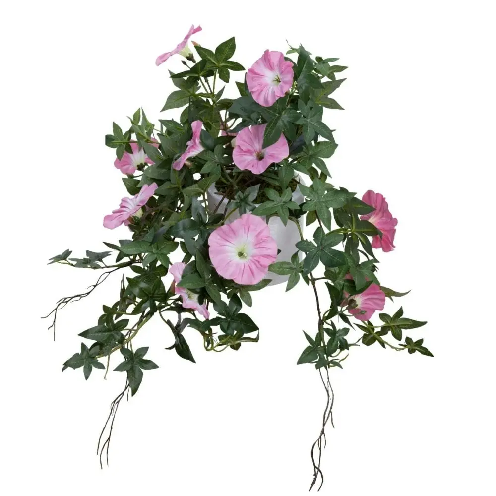 Glamorous Fusion Morning Glory Artificial Fake Plant Decorative Arrangement 45cm In Pot Pink