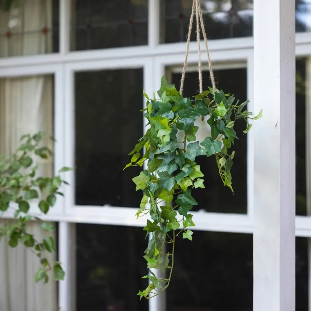 Glamorous Fusion English Ivy Artificial Fake Hanging Planter 98cm Decorative W/ Rope - Green