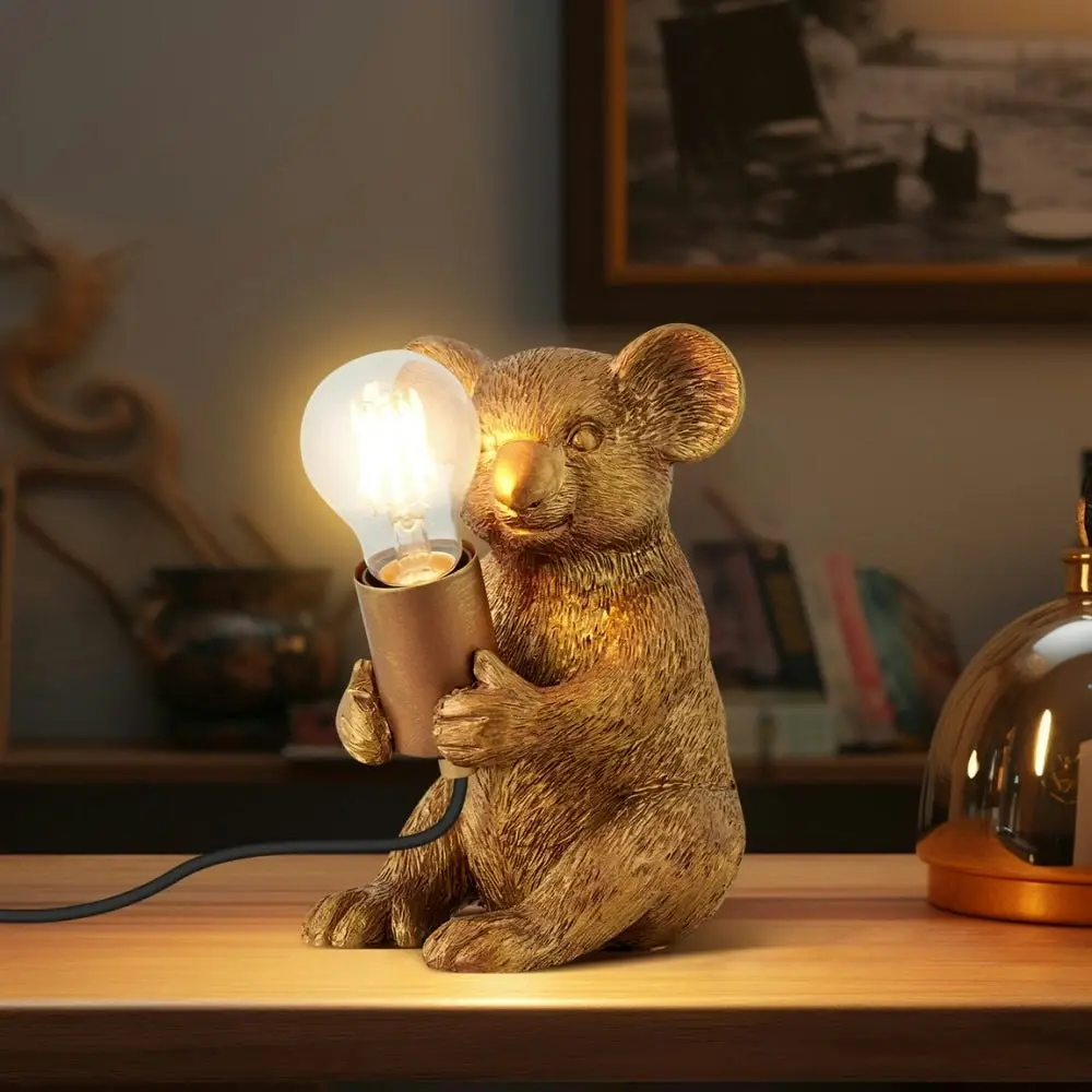 Eleanor Sitting Koala Decorative Accent Single Bulb Table Lamp Light - Gold