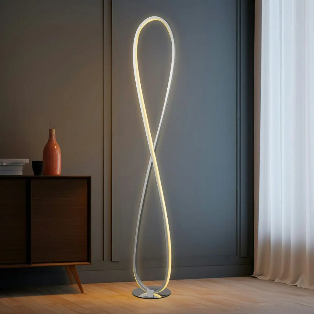 Eternal LED Twisted Metal Floor Lamp Elegant Accent Light - Chrome