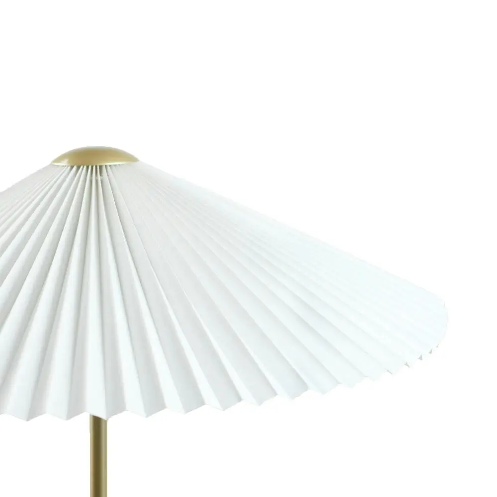 Go Bright Pleated Classic Metal Floor Lamp Light Fabric Umbrella Shade - White and Gold