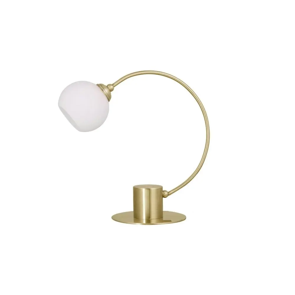 Rush Blush Touch Table Desk Study Metal Lamp Reading Light Glass Shade - Antique Brass