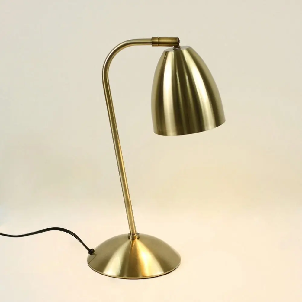 Ambi View Accent Touch Table Office Desk Lamp Light Metal Shade - Antique Brass