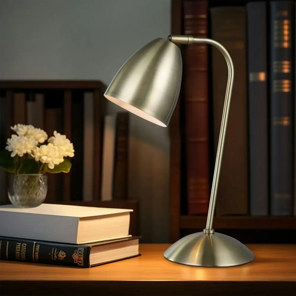 Ambi View Accent Touch Table Office Desk Lamp Light Metal Shade - Antique Brass