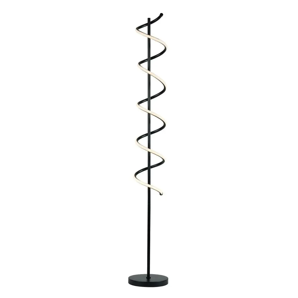 Angelina Modern Curved Spiral LED Floor Reading Lamp Light - Black