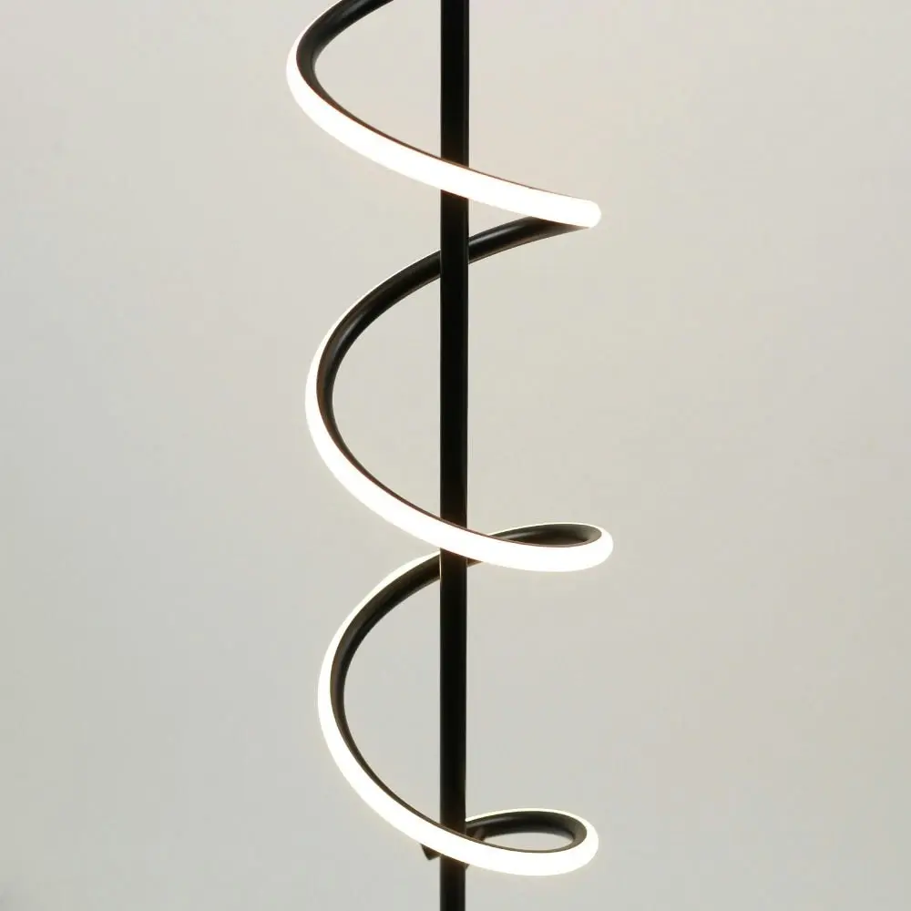 Angelina Modern Curved Spiral LED Floor Reading Lamp Light - Black