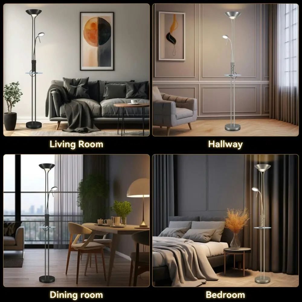 Myron USB LED Light Modern Floor Lamp Light Metal Shade - Black