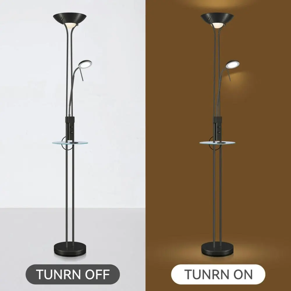 Myron USB LED Light Modern Floor Lamp Light Metal Shade - Black