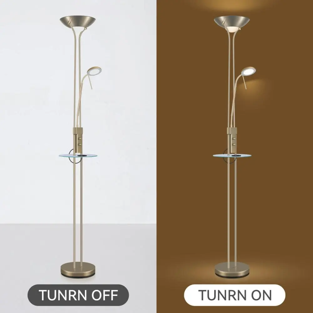 Myron USB LED Light Modern Floor Lamp Light Metal Shade - Antique Brass