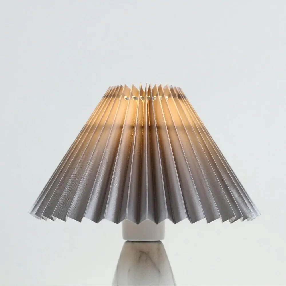 Clara Modern Classic Single Bulb Ceramic Table Lamp Light Pleated Fabric Shade - Grey Color