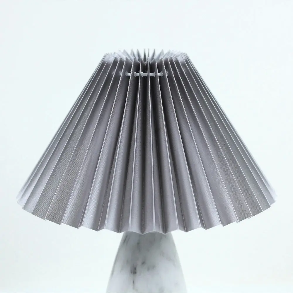 Clara Modern Classic Single Bulb Ceramic Table Lamp Light Pleated Fabric Shade - Grey Color