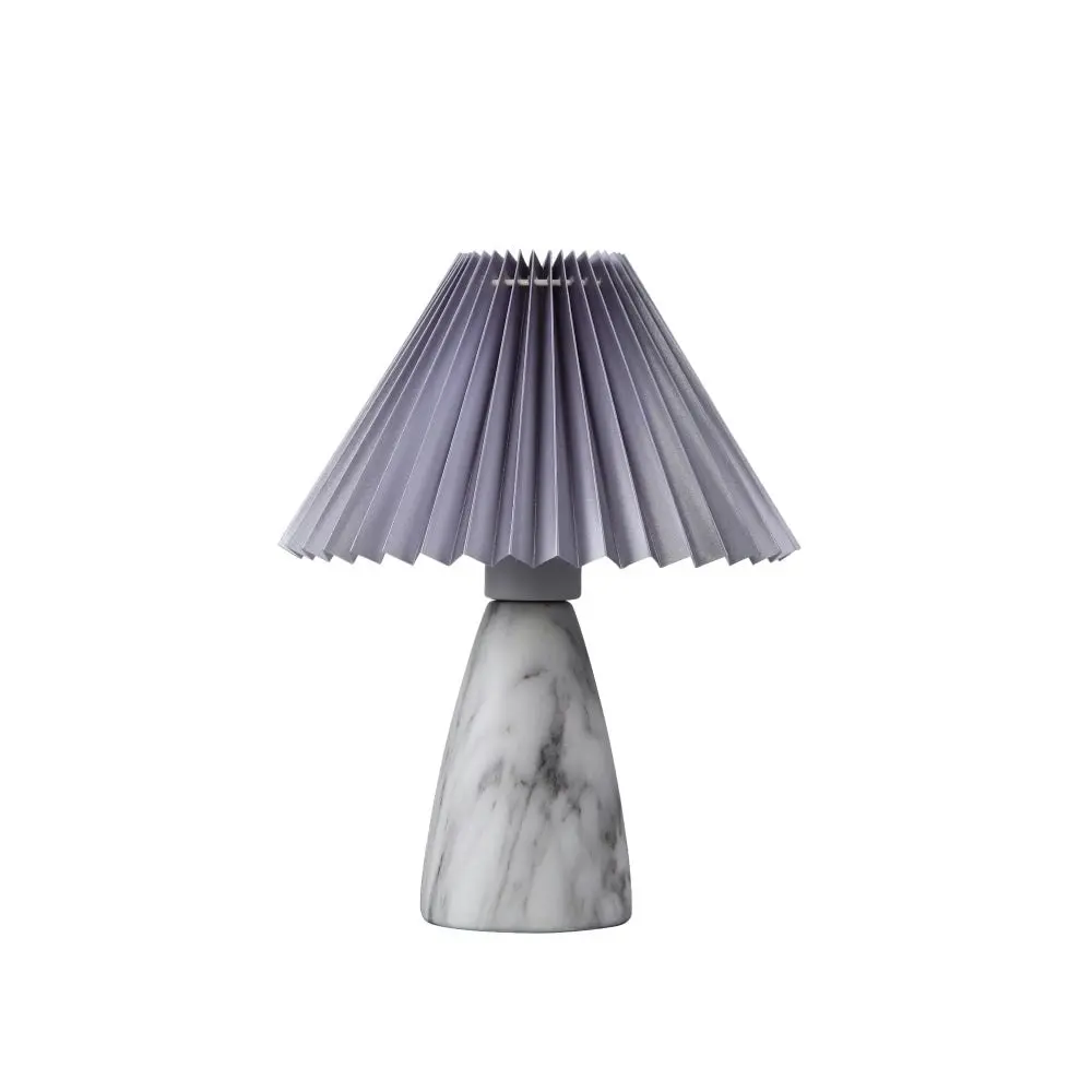 Clara Modern Classic Single Bulb Ceramic Table Lamp Light Pleated Fabric Shade - Grey Color