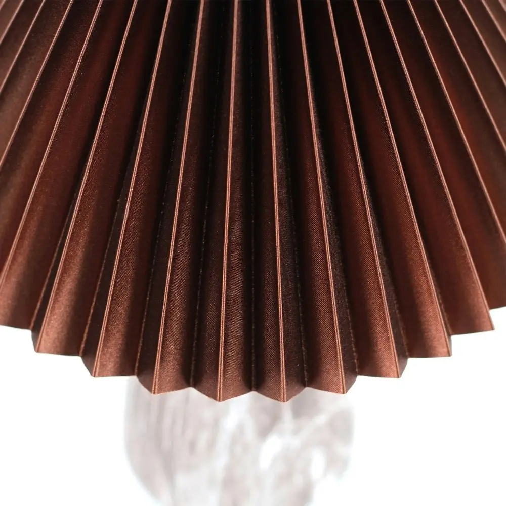 Clara Modern Classic Single Bulb Ceramic Table Lamp Light Pleated Fabric Shade - Brown Color