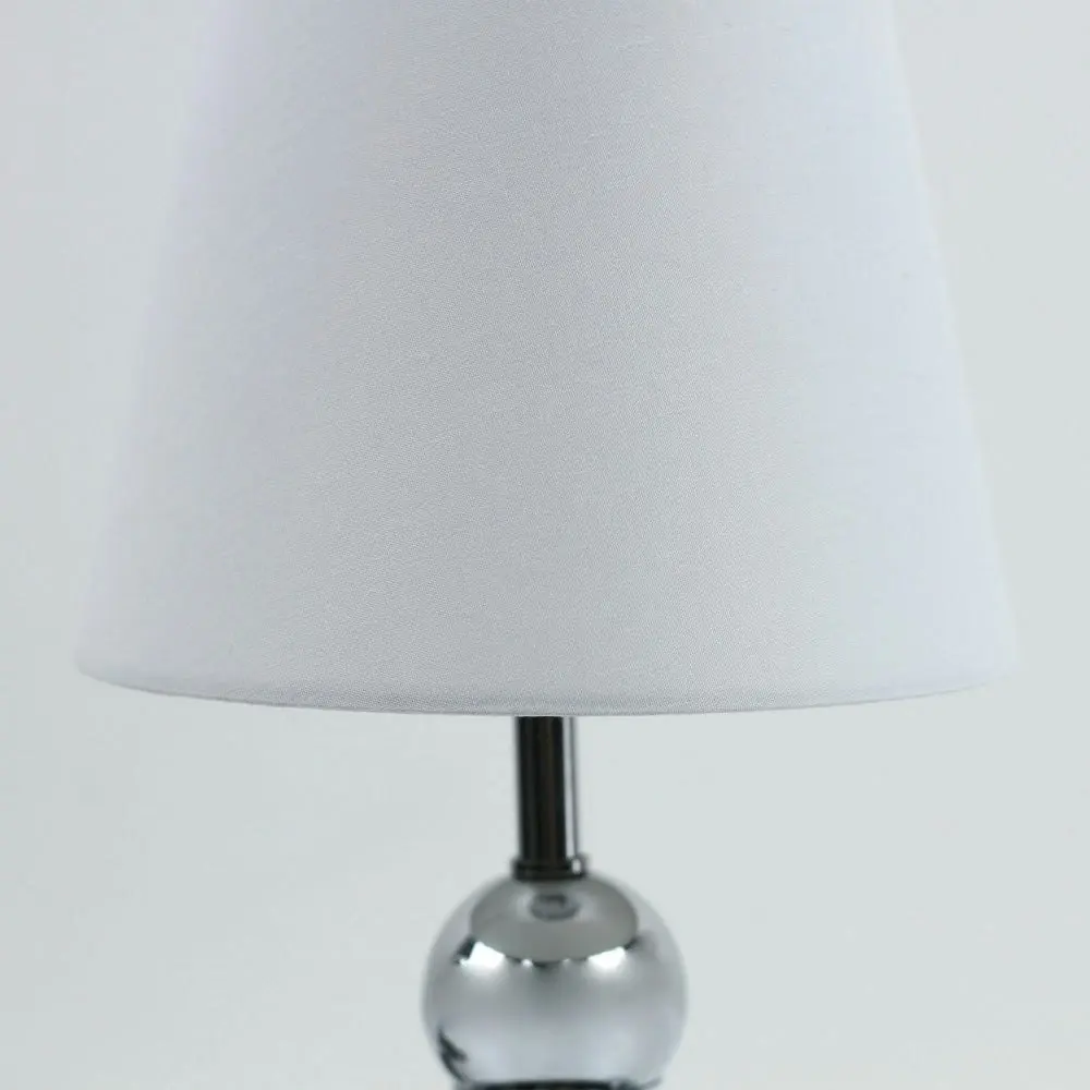 Elvin Classic Minimalist Touch Iron Table Lamp Light Fabric Shade - Chrome and White