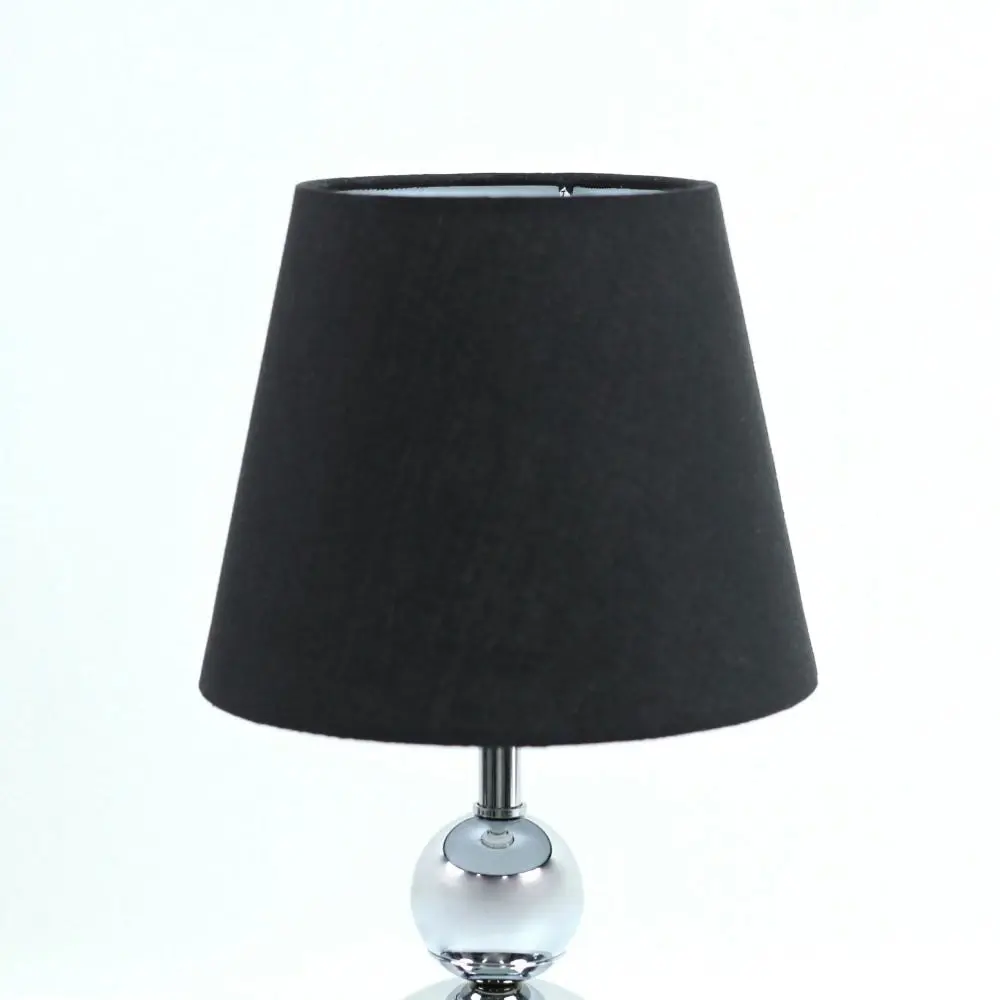 Elvin Classic Minimalist Touch Iron Table Lamp Light Fabric Shade - Chrome and Black