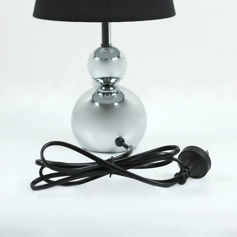 Elvin Classic Minimalist Touch Iron Table Lamp Light Fabric Shade - Chrome and Black