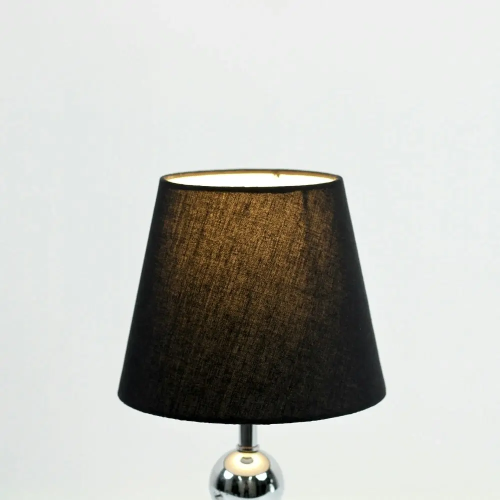 Elvin Classic Minimalist Touch Iron Table Lamp Light Fabric Shade - Chrome and Black