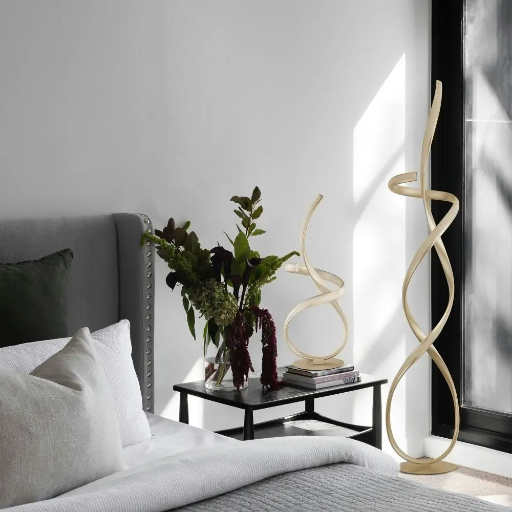 Ramona LED Light Spiral Floor Lamp Curvy Reading Bedside Light - Gold