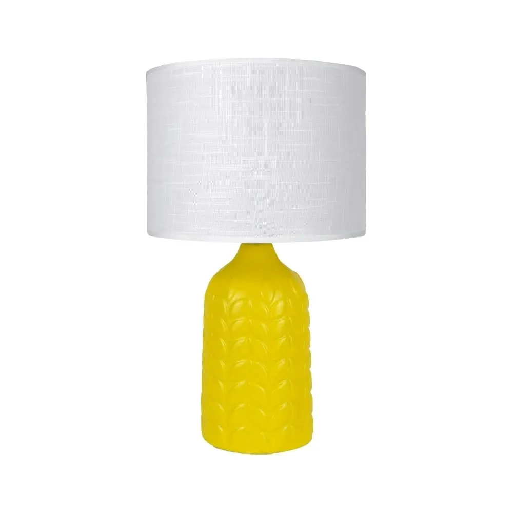 Benya Contemporary Patterned Ceramic Table Lamp Light Linen Drum Shade -  Yellow