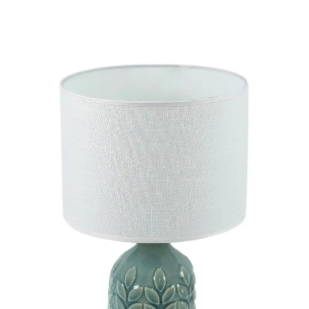 Benya Contemporary Patterned Ceramic Table Lamp Light Linen Drum Shade -  Blue