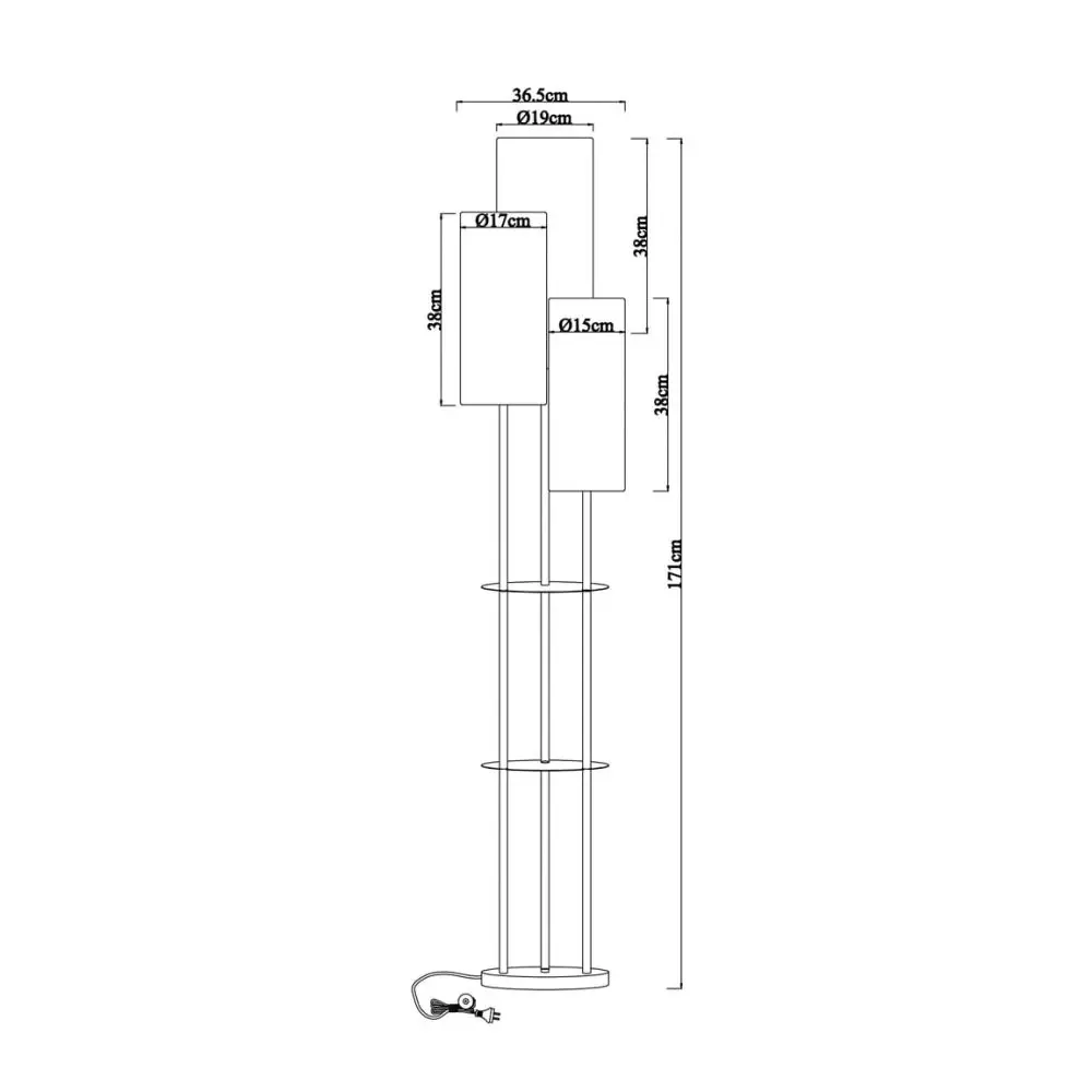 Ellis Trio Cluster Modern Metal 3-Light Floor Lamp Fabric Shade - Satin Nickel