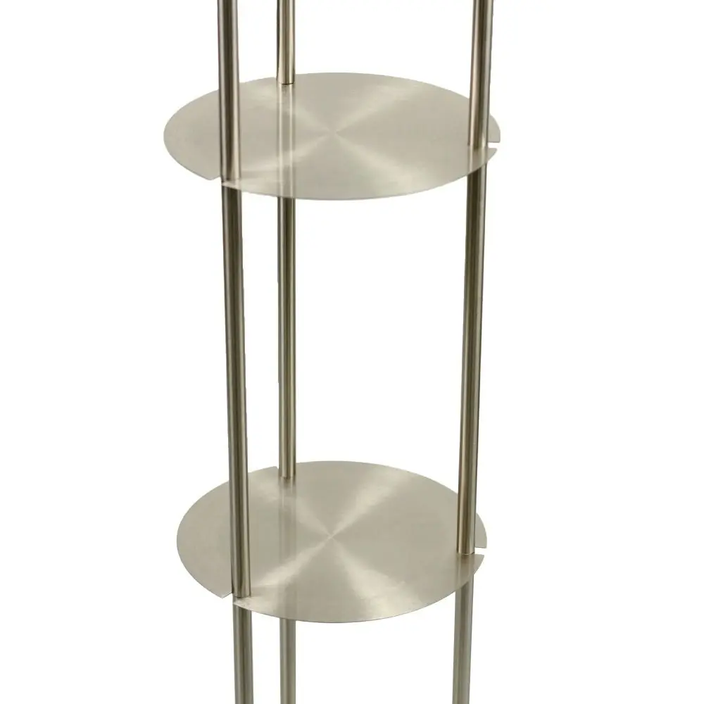 Ellis Trio Cluster Modern Metal 3-Light Floor Lamp Fabric Shade - Satin Nickel