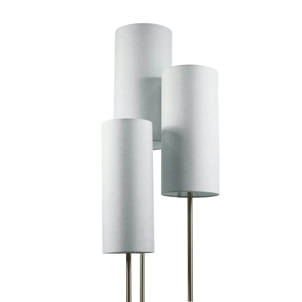 Ellis Trio Cluster Modern Metal 3-Light Floor Lamp Fabric Shade - Satin Nickel