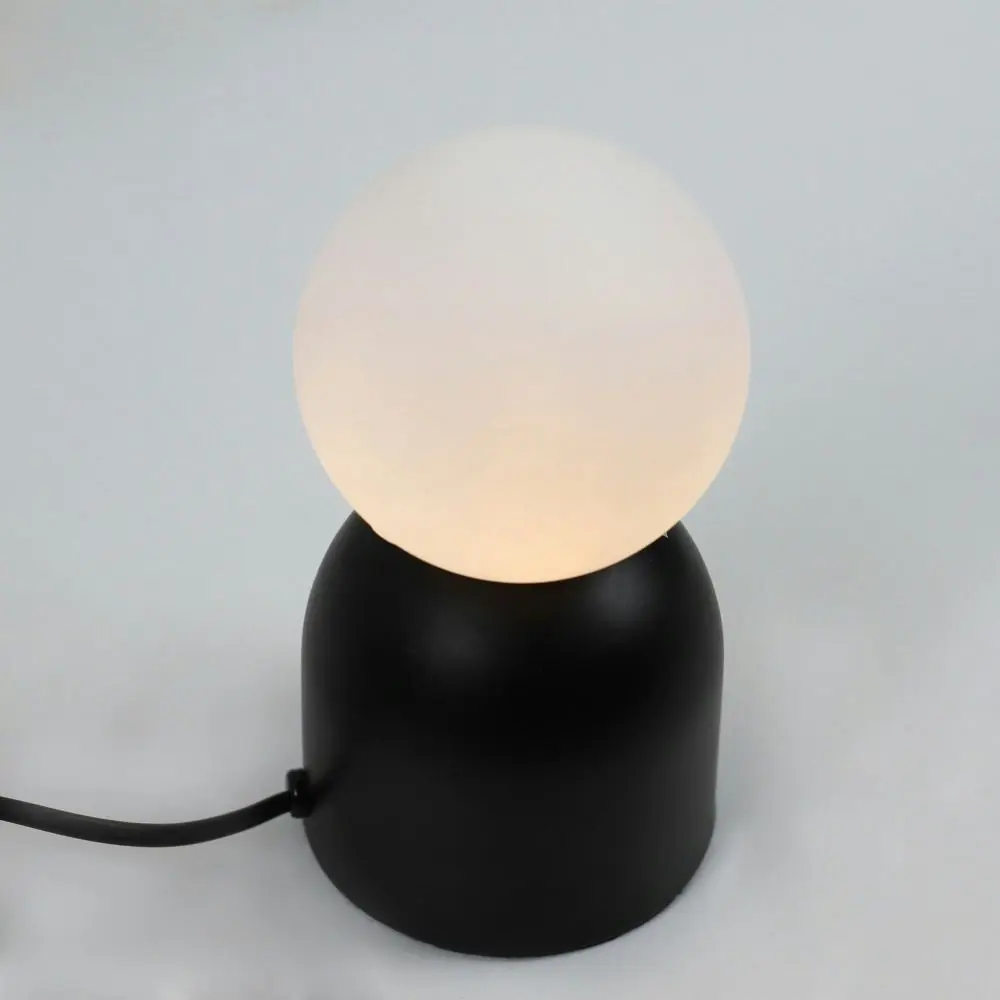 Soft Glow Set of 2 Touch Table Lamp Light Minimalist Classic Round Glass Shade - Black