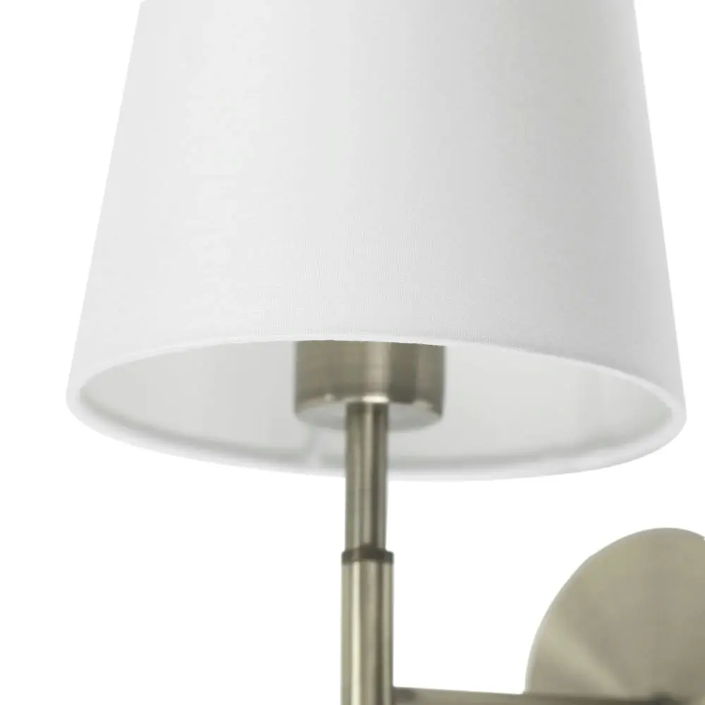 Corvell Slender Arm Wall Light Fabric Shade - Satin Chrome