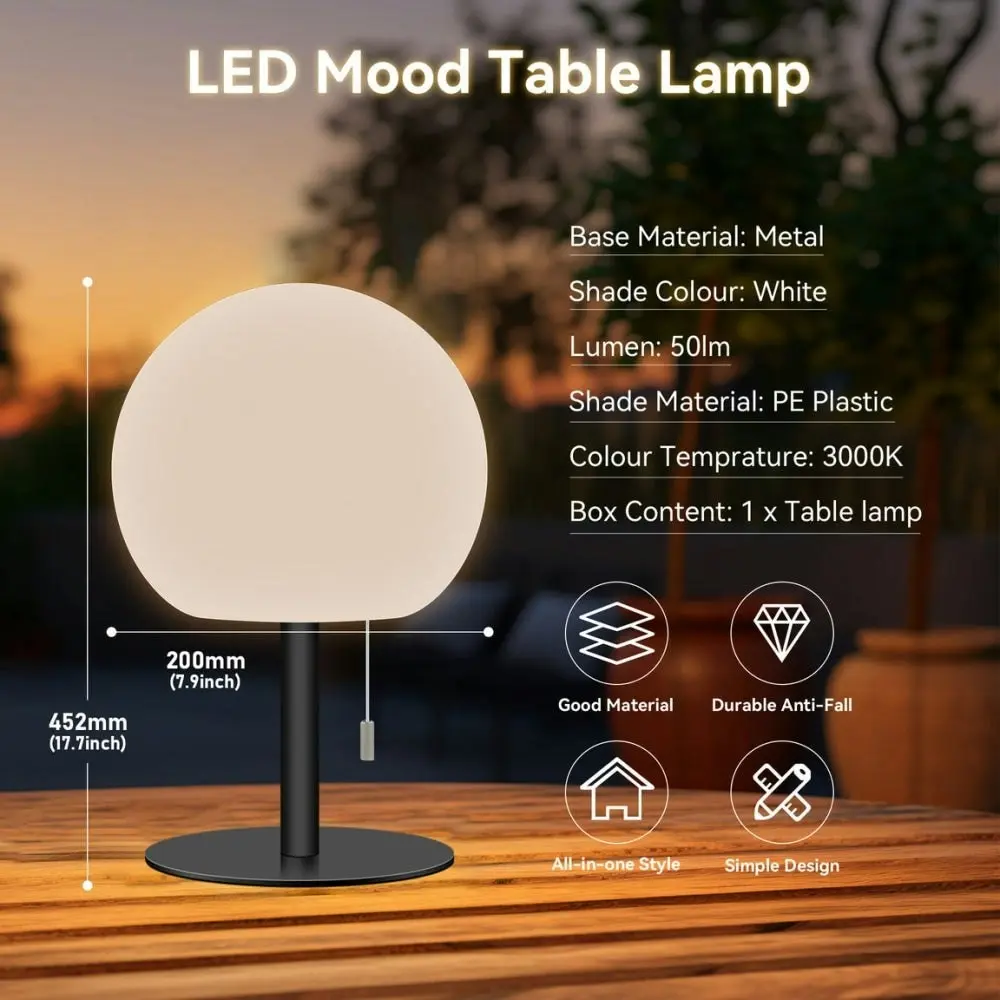 Cahaya Modern LED Mood Metal Floor Lamp Light with 18CM DC Power Round Plastic Shade - Black