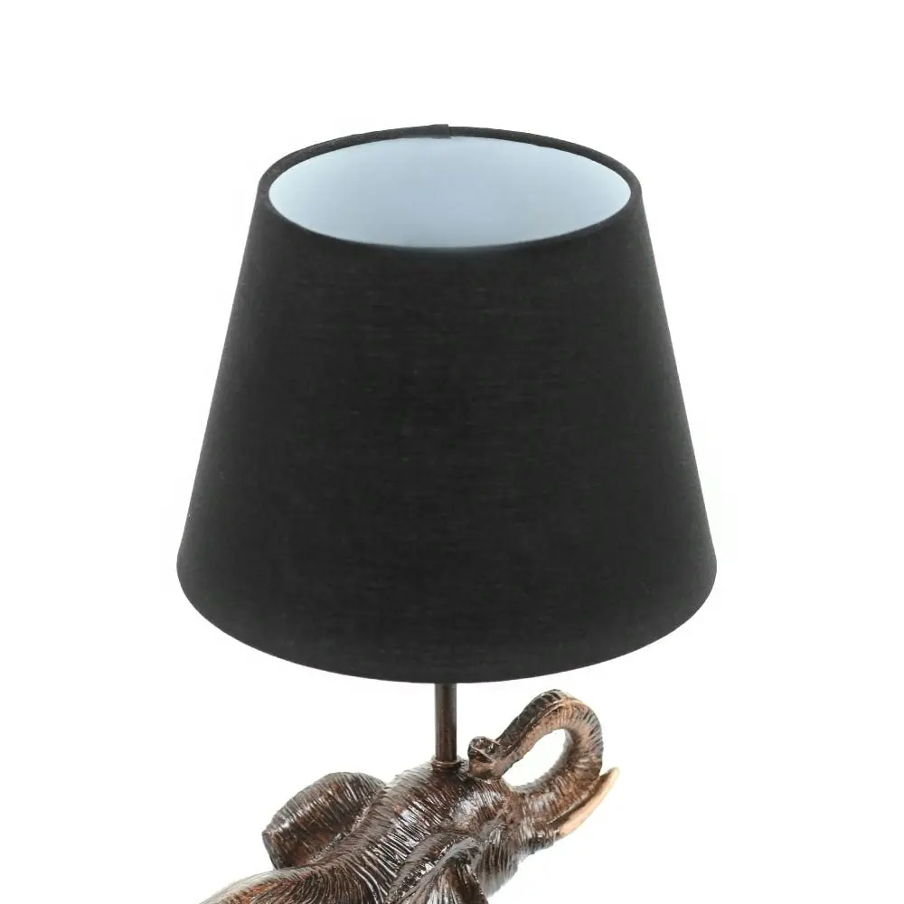 Grant Elephant Trunk Up Accent Table Lamp Light Fabric Shade - Bronze and Brown