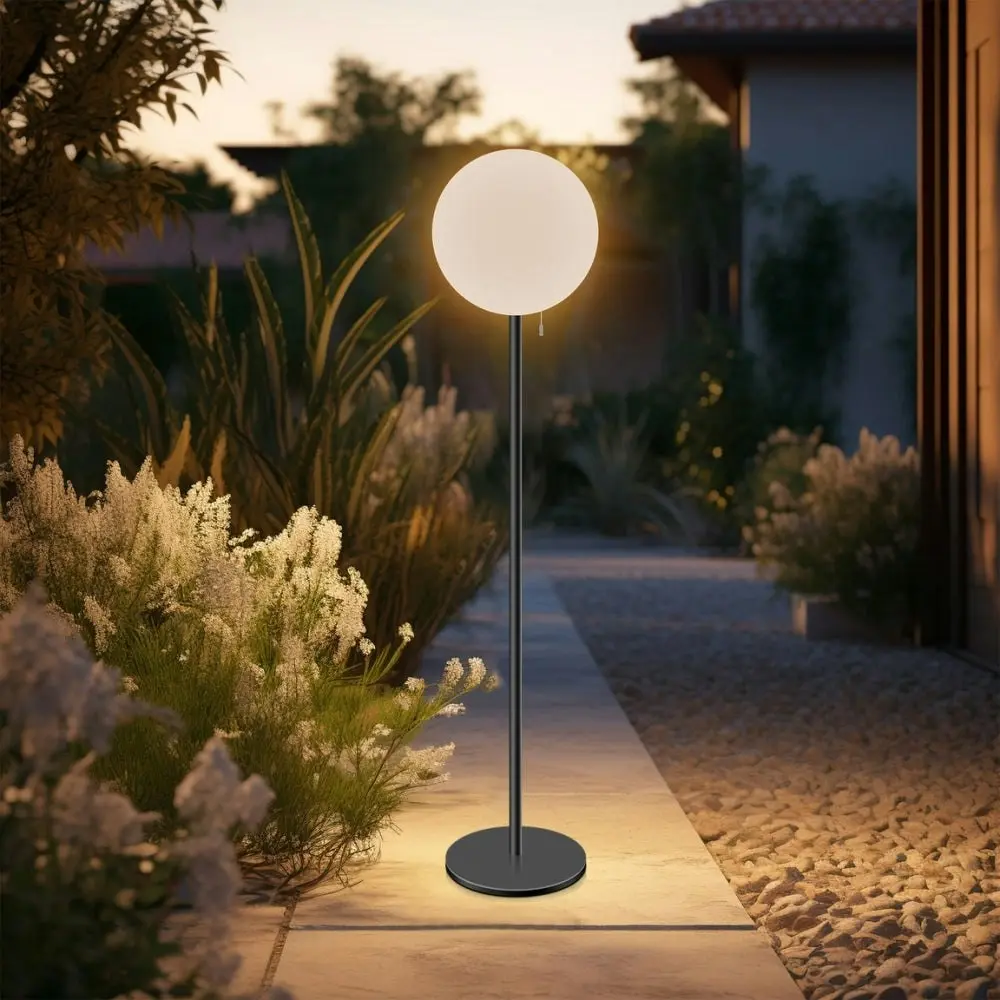 Cahaya Modern LED Mood Metal Floor Lamp Light with 30CM DC Power Round Plastic Shade - Black