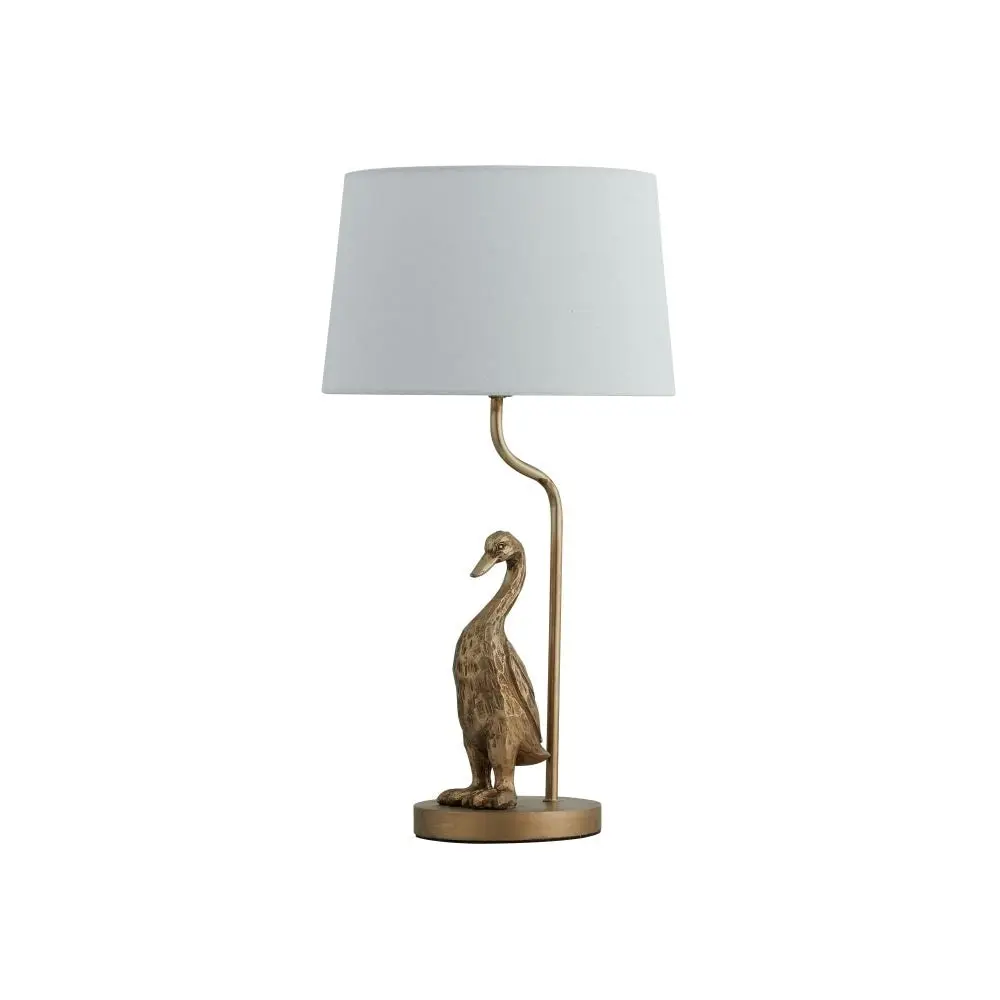 Kasey Standing Duck Table Lamp Light Fabric Shade - Pewter and Cream