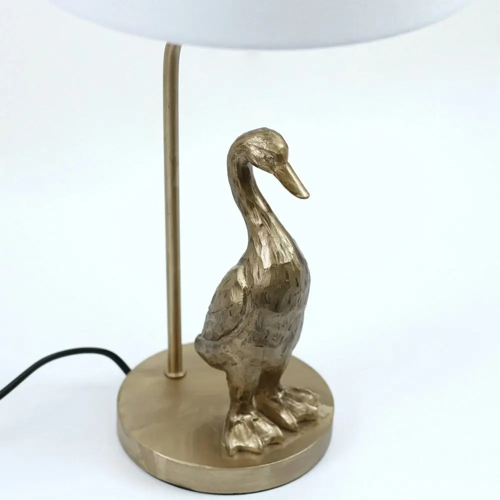 Kasey Standing Duck Table Lamp Light Fabric Shade - Pewter and Cream