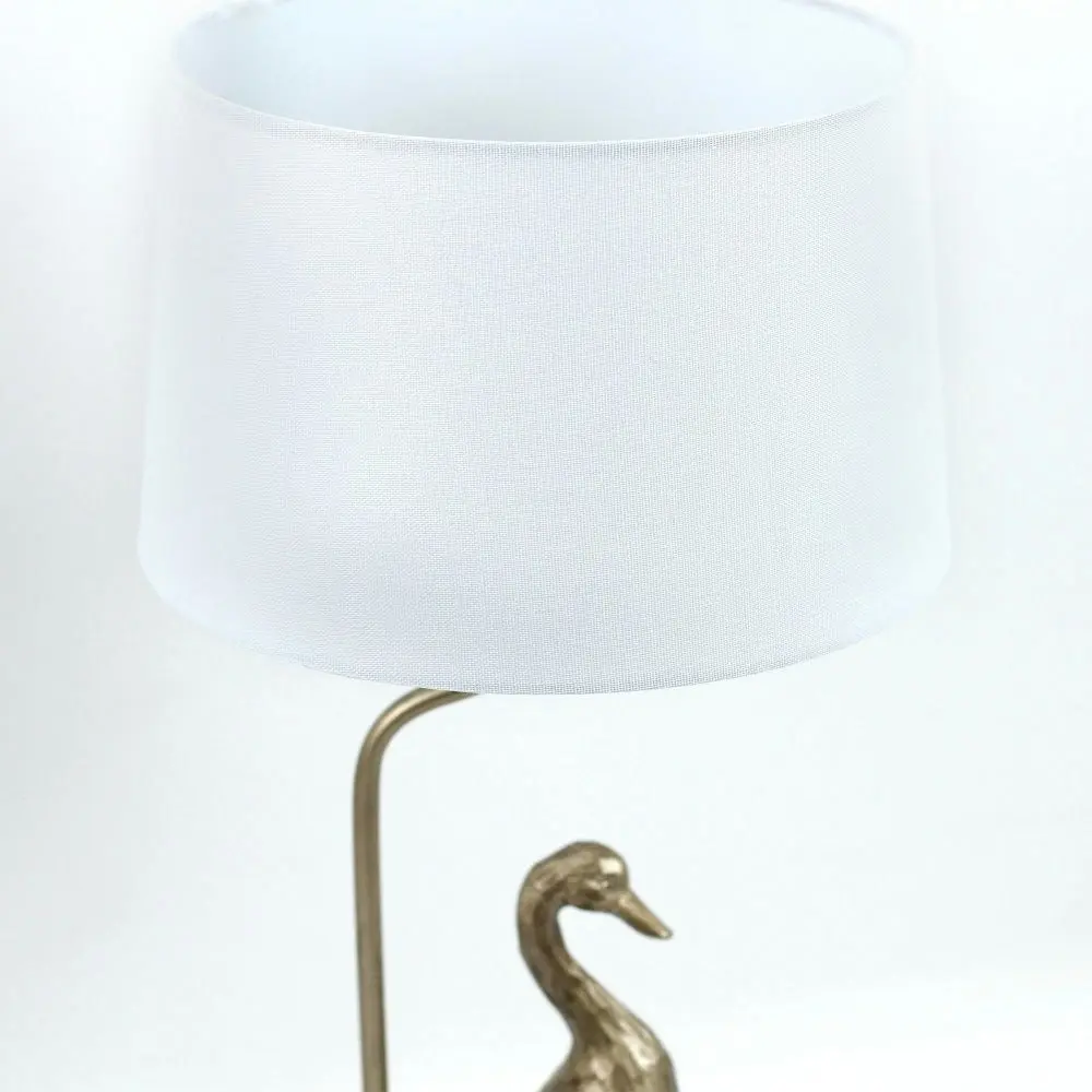 Kasey Standing Duck Table Lamp Light Fabric Shade - Pewter and Cream