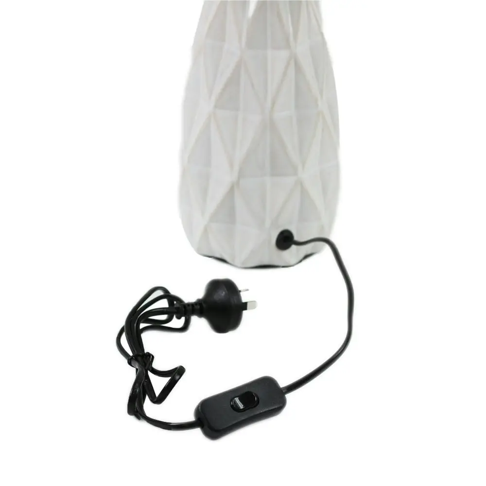 Belyse Modern Textured Ceramic Table Lamp Light Linen Drum Shade - White