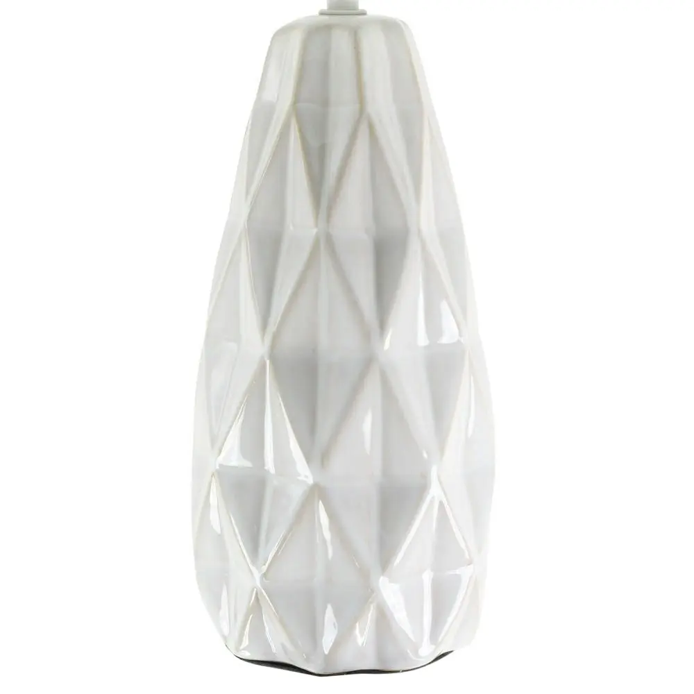 Belyse Modern Textured Ceramic Table Lamp Light Linen Drum Shade - White