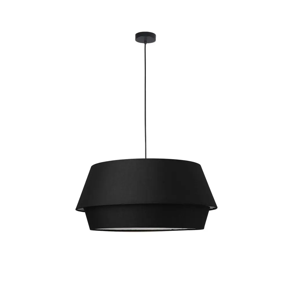 Orelli Pendant Disc Home Metal Light Fabric Shade - Black Color