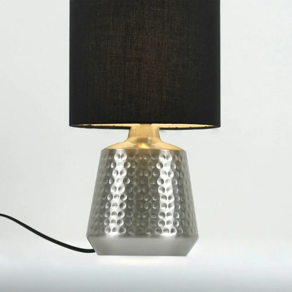 Osso Classic Touch Metal Table Lamp Light Fabric Shade - Satin Nickel and Black